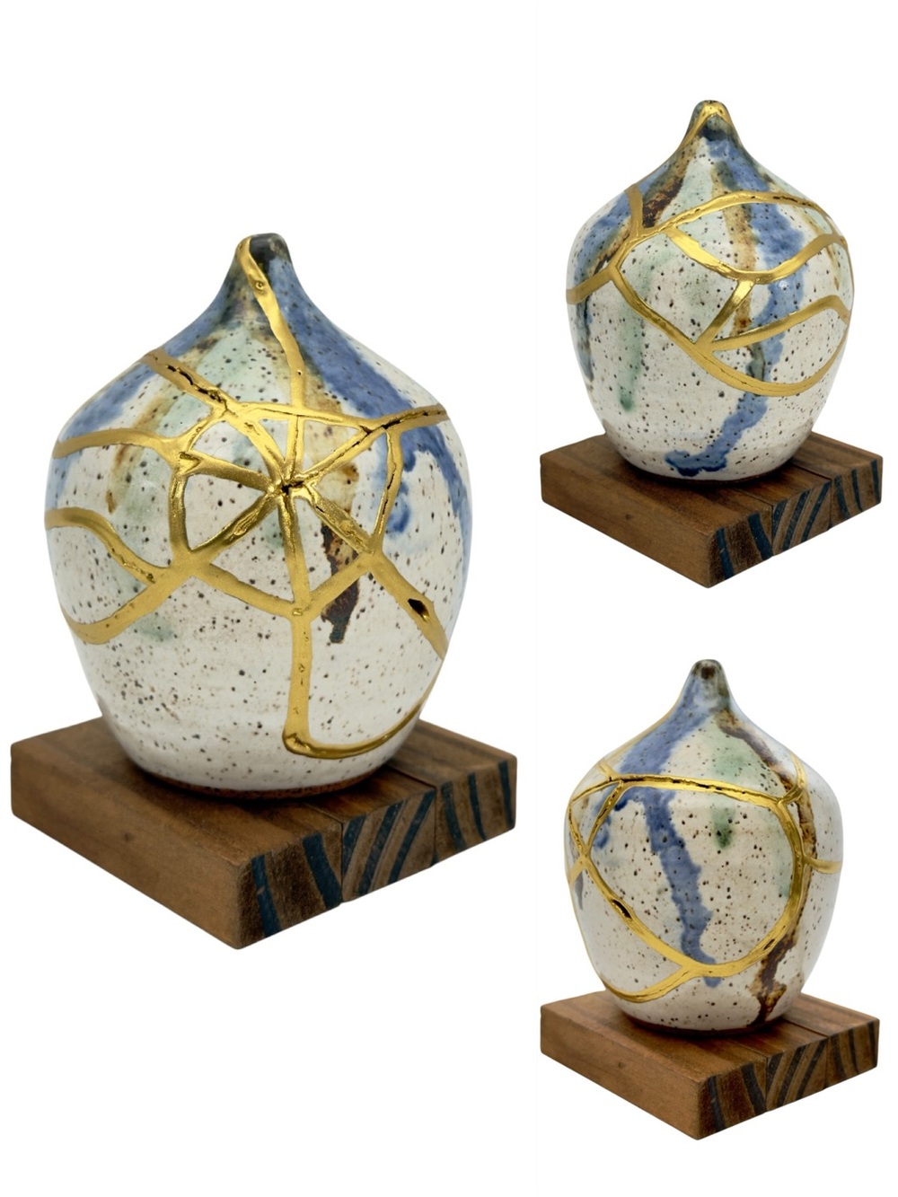 Kintsugi Vase Drip Glazed Pottery Gold Crack Art Personal Growth Gift